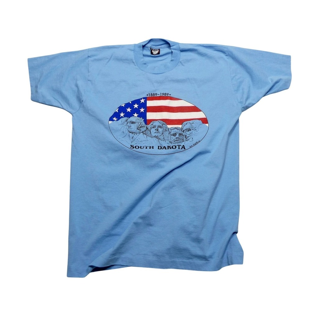 Vintage South Dakota Shirt Mens XL Blue Mount Rushmore USA Screen Stars Best 80s